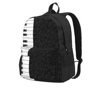Vintage Piano Keys Music Notes, Backpack With Pockets Casual Daypack Water Resistant School Bag for Travelling, Hiking, or Camping
