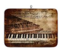Vintage Piano Music Note Microfibre Dish Drying Mat Absorbent Dish Drying Drainers Mats for Kitchen Spoon Glass Plate 40.6 x 45.7 cm