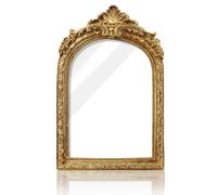 Vintage Picture Frames, Resin Ornate Gold Arched Photo Frame with Glass Front, Stand & Hanging Hook, Antique Picture Covers for Tabletop Wall Decor (4.84" x 6.81")