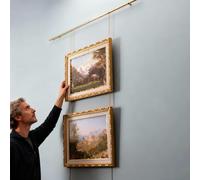 Vintage Picture Rail Hanging Kit Antique Brass 50 80 100 120 150 Cm L, Adjustable Frames Display Set for Photos/ Paintings/ Mirrors, Wall Mounted Art Hanging Rail System(70cm Rail,100cm Chain)