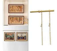 Vintage Picture Rail Hanging System3.6ft Brass Rod with Chains & Hooks Multiple Hanging Options for Artwork & Wall DecorIdeal for MuseumQuality Displays