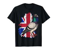 Vintage Pigeon Racing British UK Union Jack Patriotic Bird T-Shirt