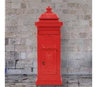 vidaXL Pillar Letterbox Aluminium Vintage Style Rustproof Red Mail Post Box