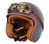 Vintage Pilot Motorbike Helmet, DOT ECE Approved Open Face Half Shell Retro Jet Half Face Helmet for Men Women Moped Scooter Motorcycle(I,S=(55~56cm))