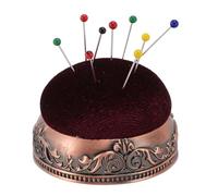 Vintage Pin Cushion,Soft Elastic Metal Base Half Ball Shape Retro Needle Cushion Pin Pad Pin Mat Sewing Needle Insert Case Sewing Pin Pillow for Knitting Quilting (Red Bronze