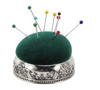 Vintage Pin Cushion with Metal Base, Half Ball Shape Retro Needle Cushion for Sewing, Quilting & Knitting, Includes 50pcs Needles