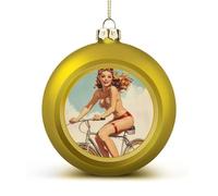 Vintage Pin-up Christmas Ball Ornaments Funny Christmas Tree Decorations Red And Gold for Holiday Party Decor