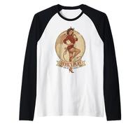 Vintage Pin-Up Devil Girl Retro She-Devil Demoness Classic Raglan Baseball Tee