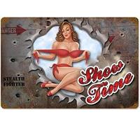 Vintage Pin Up Girl Military Aviation Nose Veteran Wwii Airplane Aluminium Metal Tin Sign 8x12 Inch Home Poster Bar Pub Decor