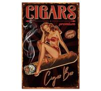 Vintage Pin Up Lady Metal Tin Sign Retro Cigar Funny Tin Room Door Sign Cave Signs Art Plaque Poster Wall Decor For Home Bars Cafe Pubs Club Decoration 12x16 Inch