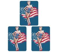 Vintage Pin Ups with U.S. Flag Novelty Car Air Fresheners Black-style Square