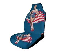 Vintage Pin Ups with U.S. Flag Stylish Car Seat Covers Non-Slip Universal Fit Front Seats Protector for SUV Truck