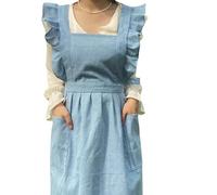 Vintage Pinafore Apron Dress for Women with Pockets Cute Chef Aprons for Kitchen Cooking Baking Gardenin Blue,One Size (Blue One Size)