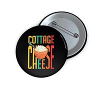 Vintage Pinback Button Pin Badge Cottage Cheese Enthusiasts Hungry Graphic Sayings Retro Food Devotee Distressed, Color, 1.25"