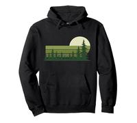 Vintage Pine Forest Moonlight Retro Nature Casual Pullover Hoodie
