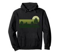 Vintage Pine Forest Moonlight Retro Nature Casual Pullover Hoodie