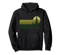 Vintage Pine Forest Moonlight Retro Nature Casual Pullover Hoodie