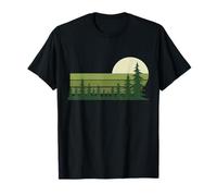 Vintage Pine Forest Moonlight Retro Nature Casual T-Shirt