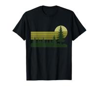 Vintage Pine Forest Moonlight Retro Nature Casual T-Shirt
