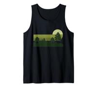 Vintage Pine Forest Moonlight Retro Nature Casual Tank Top