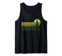 Vintage Pine Forest Moonlight Retro Nature Casual Tank Top