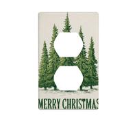 Vintage Pine Trees Merry Christmas Outlet Cover Light Switch Cover Decorative 1 Gang Wall Plate for Kitchen Room Bathroom Size 7x11.4cm