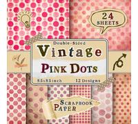 Vintage Pink Dots Scrapbook Paper: 24 Double-Sided Sheets with 12 Decorative Designs for Card Making, Junk Journals, Wrapping, Origami & Scrapbooking