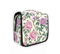 Vintage Pink Flowers Green Leaves William Morris Style Kits for Men with Hanging Hook Multifunctional Medicine Bags Hotel