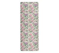 Vintage Pink Flowers Green Leaves William Morris Style travel yoga mat packable for home printed, non slip, yoga non slip towel with carrying bag tapete para ejercicio 71x26 inches