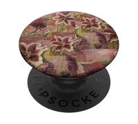 Vintage Pink Lily Flowers Watercolor Collage Aesthetic PopSockets Adhesive PopGrip