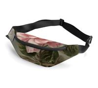 Vintage Pink Rose Belt Bag, Multifunctional Sports Waist Pouch with Adjustable Strap, Lightweight Casual Waist Pack for Travel Running Cycling Daily Outdoor Activities
