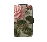 Vintage Pink Rose Wallet Multifunctional Wallets for Men Compact Wallet Purse Passport Bag