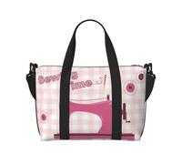 Vintage Pink Sewing Machine Printed Women's Tote Bag Portable Crossbody Bag Suitable for Gym Workouts Commuting and Travel