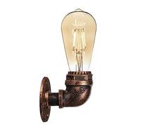 Vintage Pipe Wall Light Brushed Copper E27 Steampunk Metal Wall Sconce