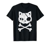 Vintage Pirate Cat Kitten Halloween Skull Cross Bones T-Shirt