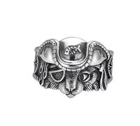 Vintage Pirate Cat Statement Finger Ring Nordic Viking Animal Fish Bone Adjustable Open Chunky Thick Rings Bands Fashion Jewelry Gifts for Women Men