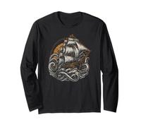Vintage Pirate Ship and Kraken Battle Long Sleeve T-Shirt