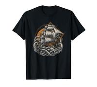Vintage Pirate Ship and Kraken Battle Value Graphic T-Shirt