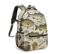 Vintage Pirate Ship Print Backpack 16 Inch Skull Flag Treasure Chest Sketch Hand-Drawn Nautical Map Old Weapons Bag (04)