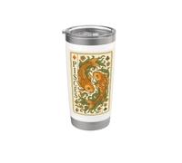 Vintage Pisces Zodiac Two Fish Floral Astrology Card Stainless Steel Insulated Tumbler