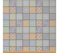 Vintage Plaid Fabric by The Yard,Patchwork of Beige and Jeans Fabric,Paisley Heart Grid Pattern Fabric,Retro DIY Fabric,Indoor Outdoor Fabric,2 Yards,(L184*W150cm) Blue