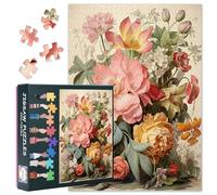 Vintage Plant Challenging Puzzle for Game Night Party 1000 Pieces Botanical Art Jigsaw Puzzle as Gift for Puzzle Lovers Colorful Flowers Puzzles for Adults House Decor 27.5"X19.7"