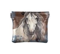 Vintage Plant Flower Butterfly Coin Purse for Women Men Mens Coin Pouch Change Holder for Coins, Vintage Horse in a Cowboy Hat, Pattern