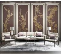 Vintage Plant Line Plum Blossom Bamboo Peony Blossom 3D Wallpaper Easy Install Feature Office Living Room Sofa Bedroom TV Background Wall Decoration-250cm×170cm