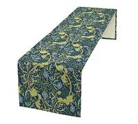 Vintage Plants Flower Table Runner,Retro Farmhouse Rustic Green Leaf Table Runner for Coffee Table Dining Room Table Bedroom Party Holiday 13 x 36 Inch