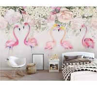 Vintage Plants Flowers Pink Flamingo Modern 3D Wallpaper Premium Textured Silk Neutral Tones Material Ideal for Living Room Bedroom-350cm×256cm