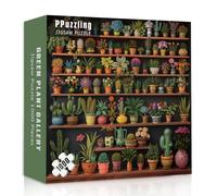 Vintage Plants Shelf Puzzles for Adults 1000 Pieces, Nature Succulent, Cactus, Flower Pot Houseplant Jigsaw Puzzle, Colorful Botanical Garden Aesthetic Art Puzzle, Hard Challenging Puzzles for Adults