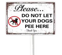 Vintage Please Do Not Let Your Dogs Pee Here Funny Dog Yard Sign with Stake, Stop Dogs from Pooping or Peeing On Your Lawn Sign, Do Not Pee On Me Protect Plant Aluminum Plaque With Stake 12x8 Inch