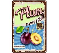 Vintage Plum Fruit Metal Tin Signs - Retro Decorative Sign Wall Home Decor 8×12 Inches