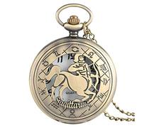 Vintage Pocket Watch Mechanical Pocket Watch,Pocket Watch,Pocket Watch Necklace Bronze 12 Constellations Themed Series Quartz Pocket Watch Modern Zodiac Clock Chain Christmas Birthday Gift,Sagittarius